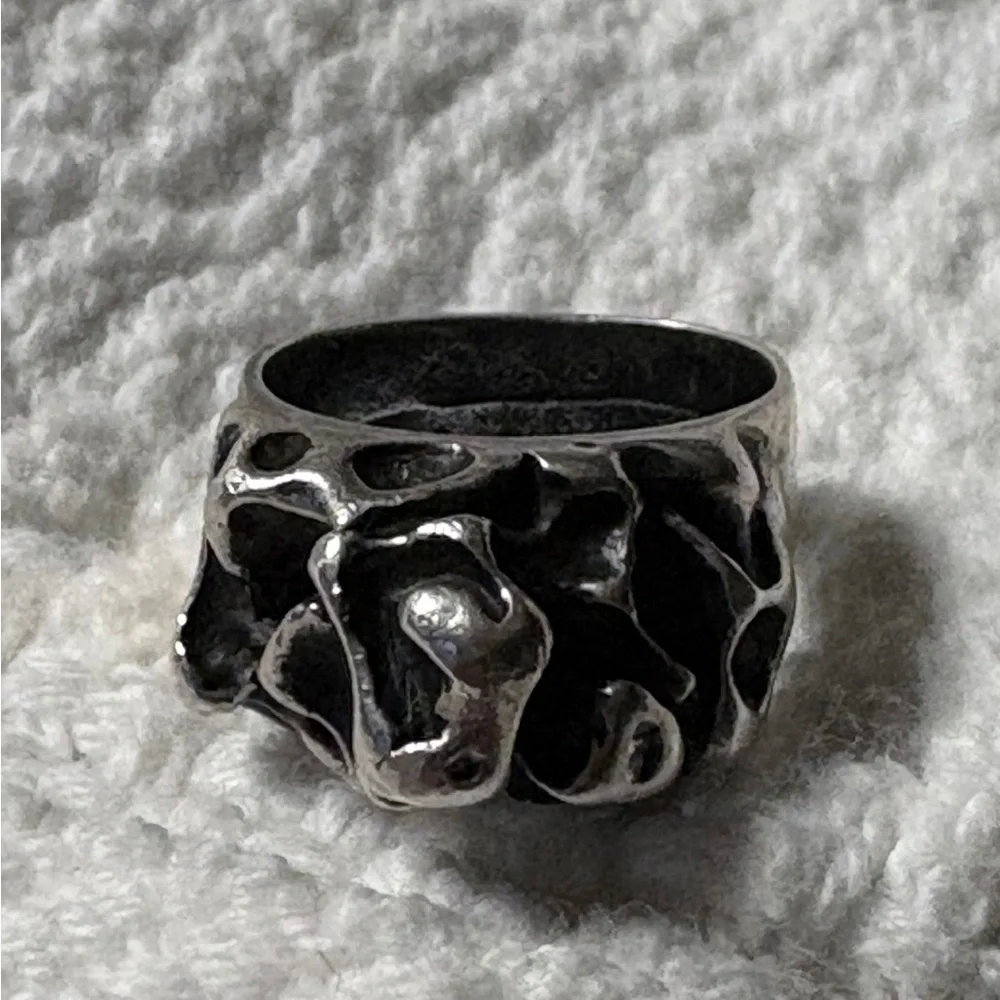 Brutalist Oxidized Silver 3D Abstract One of a Kind Ring size 8